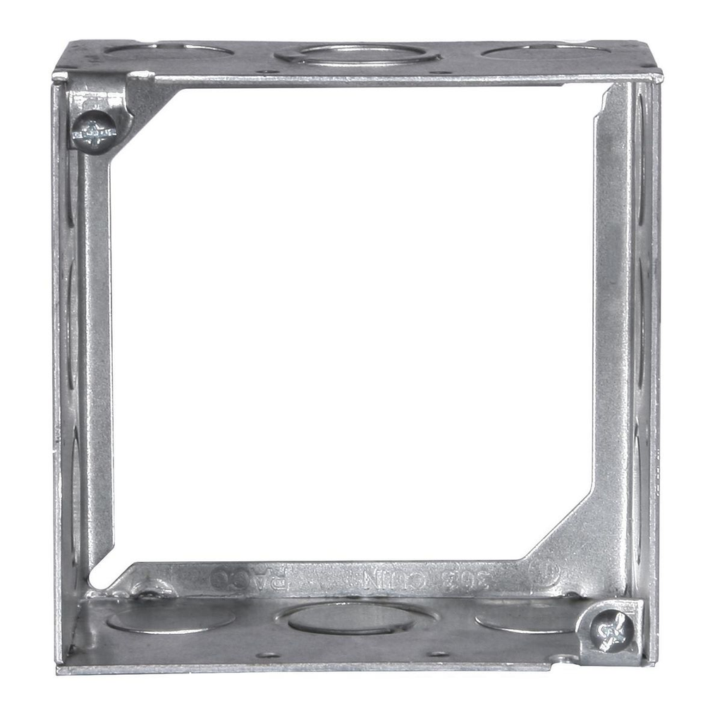 4 in. Square Extension Ring, Welded, 2-1/8 in. Deep, Six 1/2 and Six 3/4 in. KO's