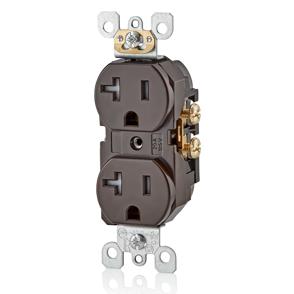 20 Amp Tamper-Resistant Duplex Outlet/Receptacle, Grounding, Brown
