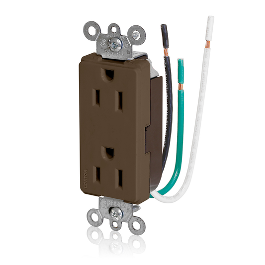 15 Amp Decora Plus Duplex Receptacle/Outlet, Commercial Grade, Self-Grounding