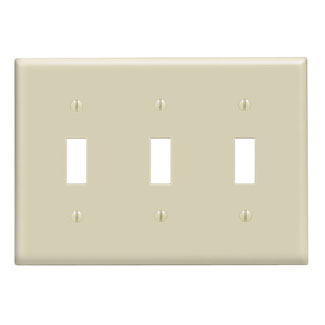3-Gang Toggle Switch Wallplate, Standard Size, Thermoset, Ivory