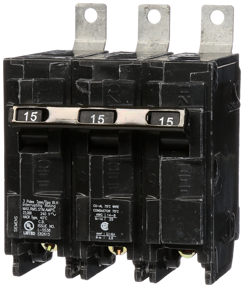 BREAKER 15A 3P 240V 22K BLH