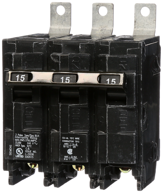 BREAKER 15A 3P 240V 22K BLH