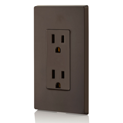 15 Amp Duplex Outlet/Receptacle, Self-Grounding, Brown