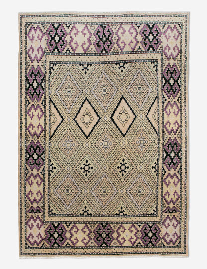 Vintage Turkish Hand-Knotted Wool Rug No. 456, 4'5" x 6'1"