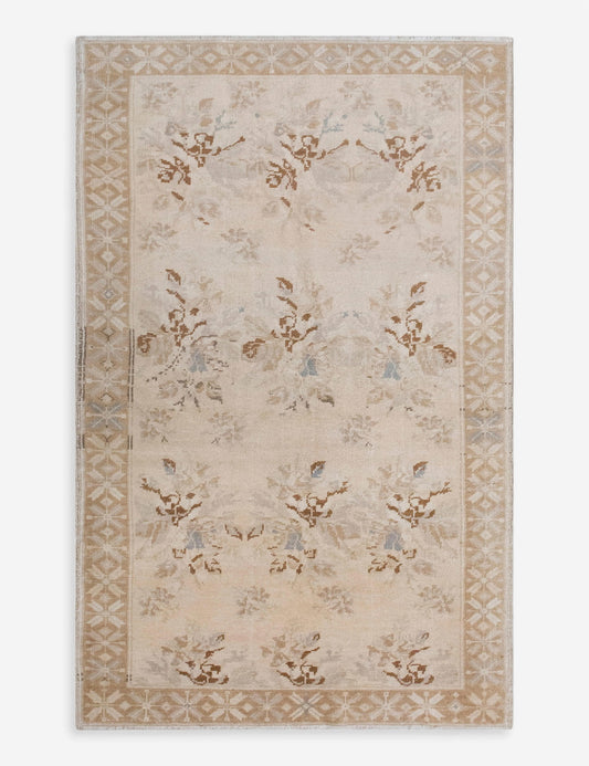 Vintage Turkish Hand-Knotted Wool Rug No. 593, 4'4" x 7'11"