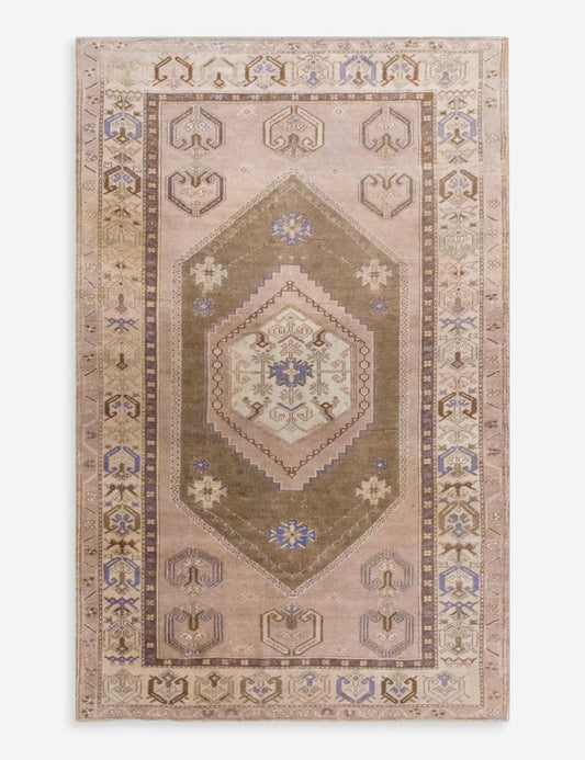 Vintage Turkish Hand-Knotted Wool Rug No. 594, 4' x 7'7"
