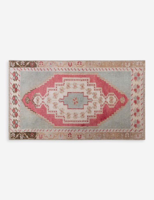 Vintage Turkish Hand-Knotted Wool Mini Rug No. 309, 1'7" x 3'