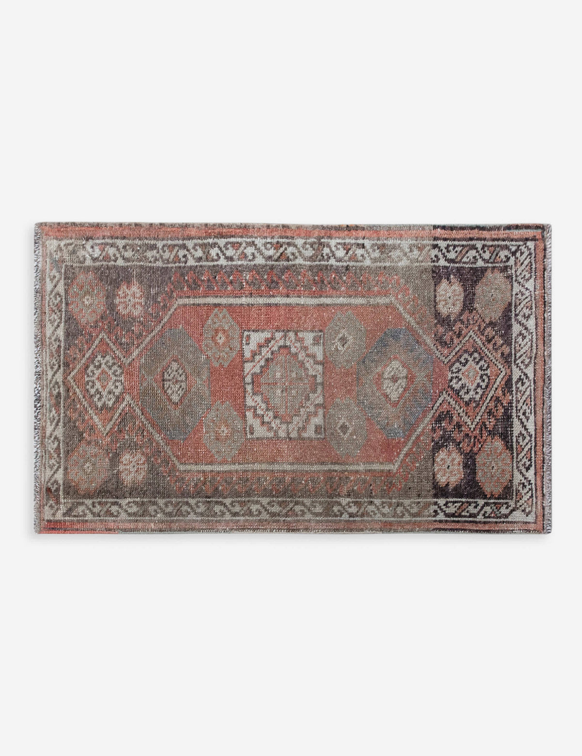 Vintage Turkish Hand-Knotted Wool Mini Rug No. 314, 1'11" x 3'7"