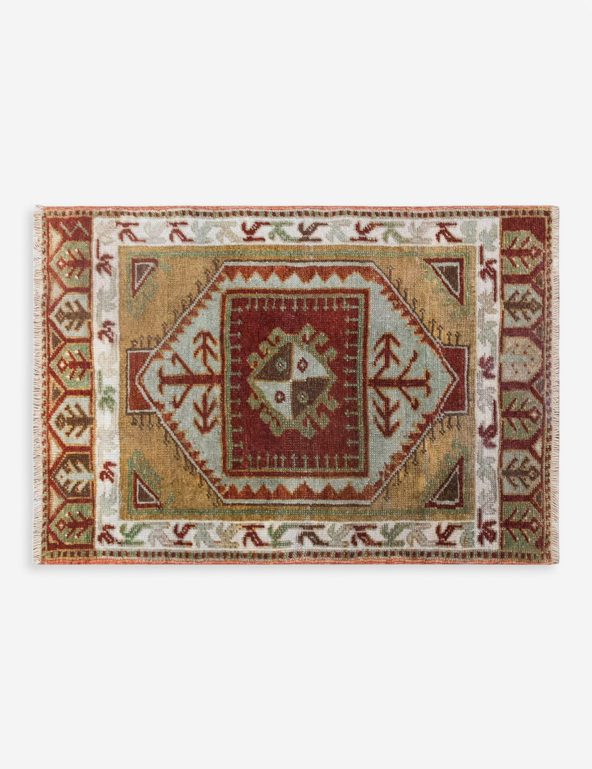 Vintage Turkish Hand-Knotted Wool Mini Rug No. 315, 1'9" x 2'7"