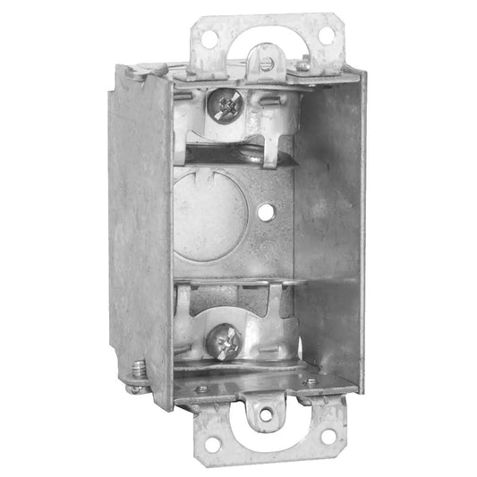 AR440 - 3 IN. X 2 IN. SWITCH BOX, GANGABLE, 2 IN. DEEP, ONE 1/2 IN. KO & AC/MC/FLEX CLAMPS, PLASTER EARS..