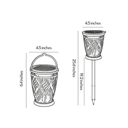 【4 PCS】Hanging Landscape Lights Solar Flame Outdoor Decoration Light