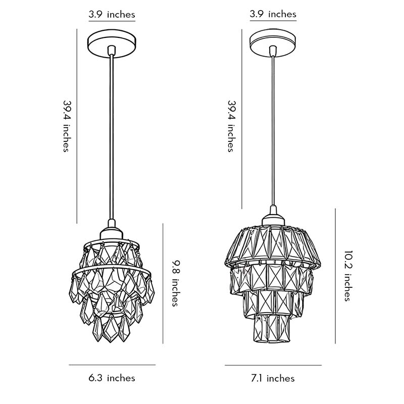 [Open-Box]Mini Crystal Pendant Light Modern Metal Ceiling Light