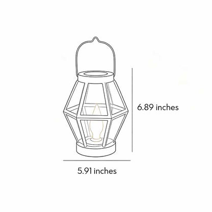 【2 PCS】Portable Lantern Lamp Solar Iron Mesh Metal Landscape Light