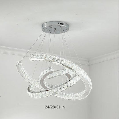 Wave LED Crystal Stainless Steel Ceiling Lights Chandeliers