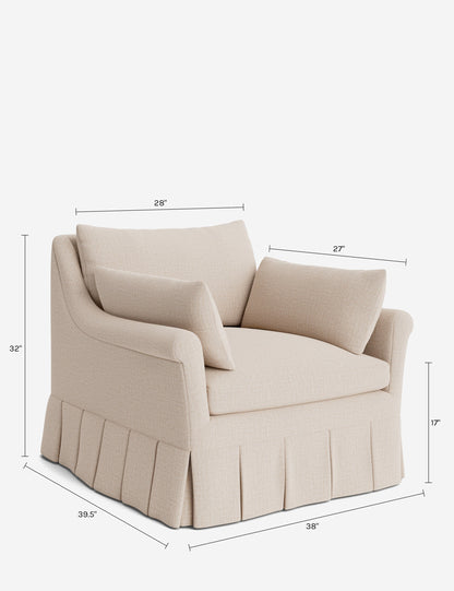 Portola Rolled Arm Luxe Depth Pleated Chair