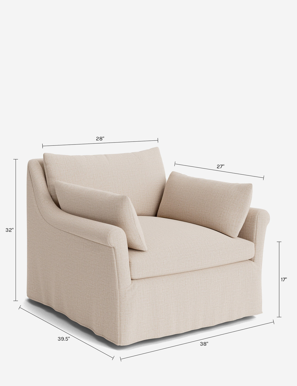 Portola Rolled Arm Luxe Depth Slipcover Chair