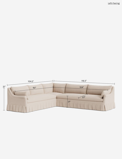 Portola Rolled Arm Pleated Sectional Sofa