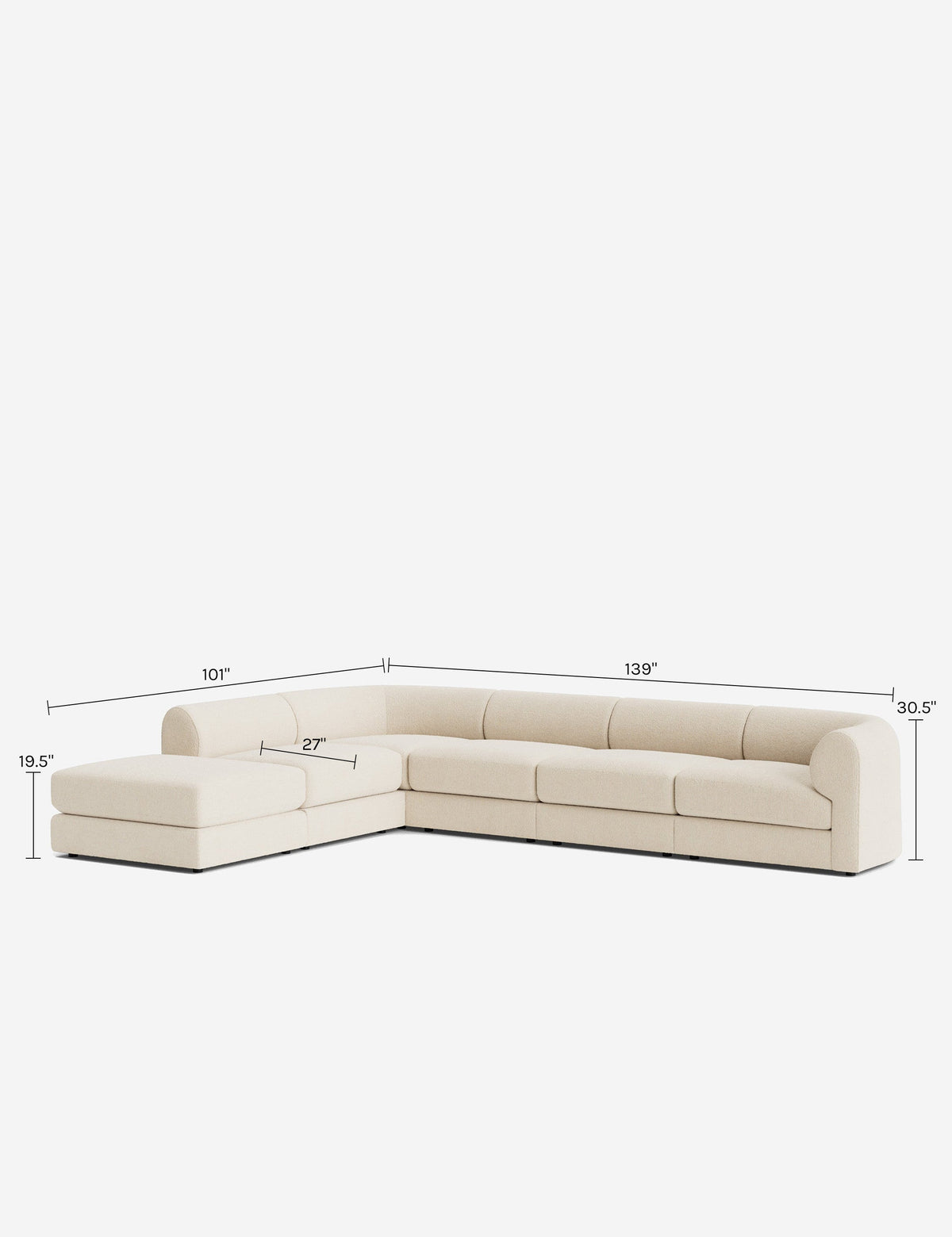 Sergio Modular Corner Sectional Sofa With Ottoman