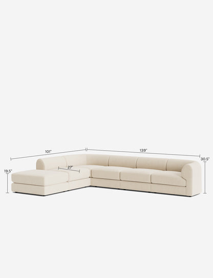 Sergio Modular Corner Sectional Sofa With Ottoman