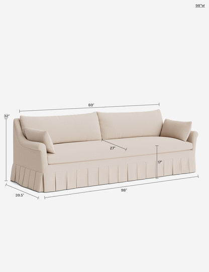 Portola Rolled Arm Luxe Depth Pleated Sofa