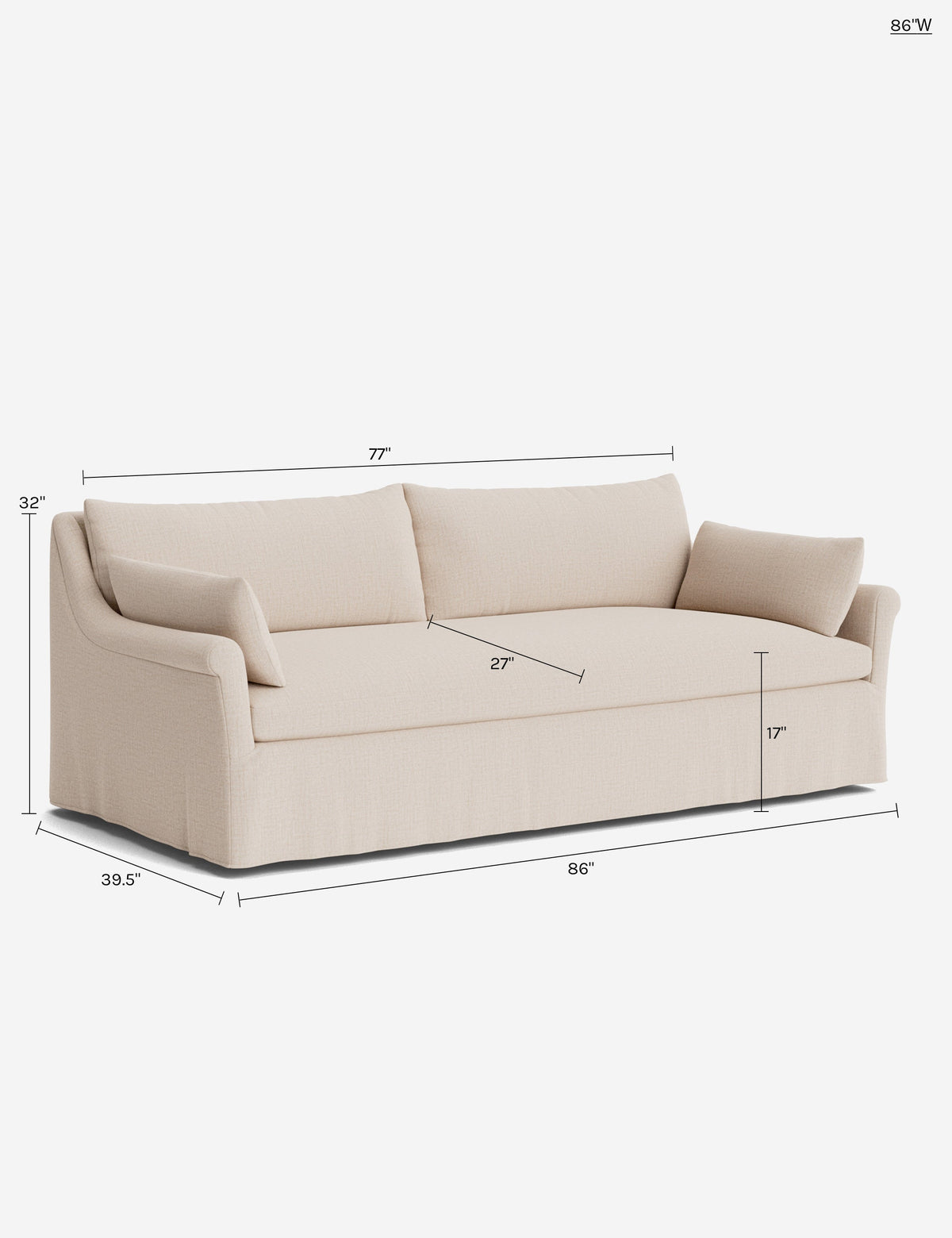 Portola Rolled Arm Luxe Depth Slipcover Sofa