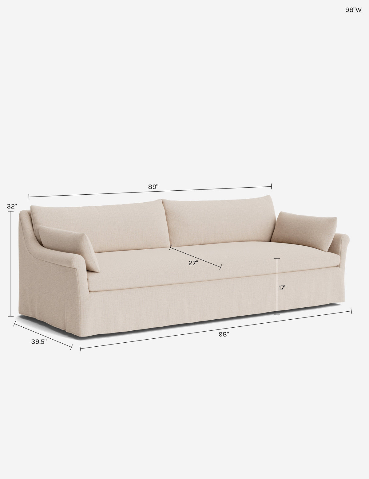 Portola Rolled Arm Luxe Depth Slipcover Sofa