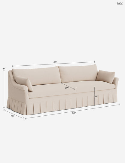 Portola Rolled Arm Pleated Sofa