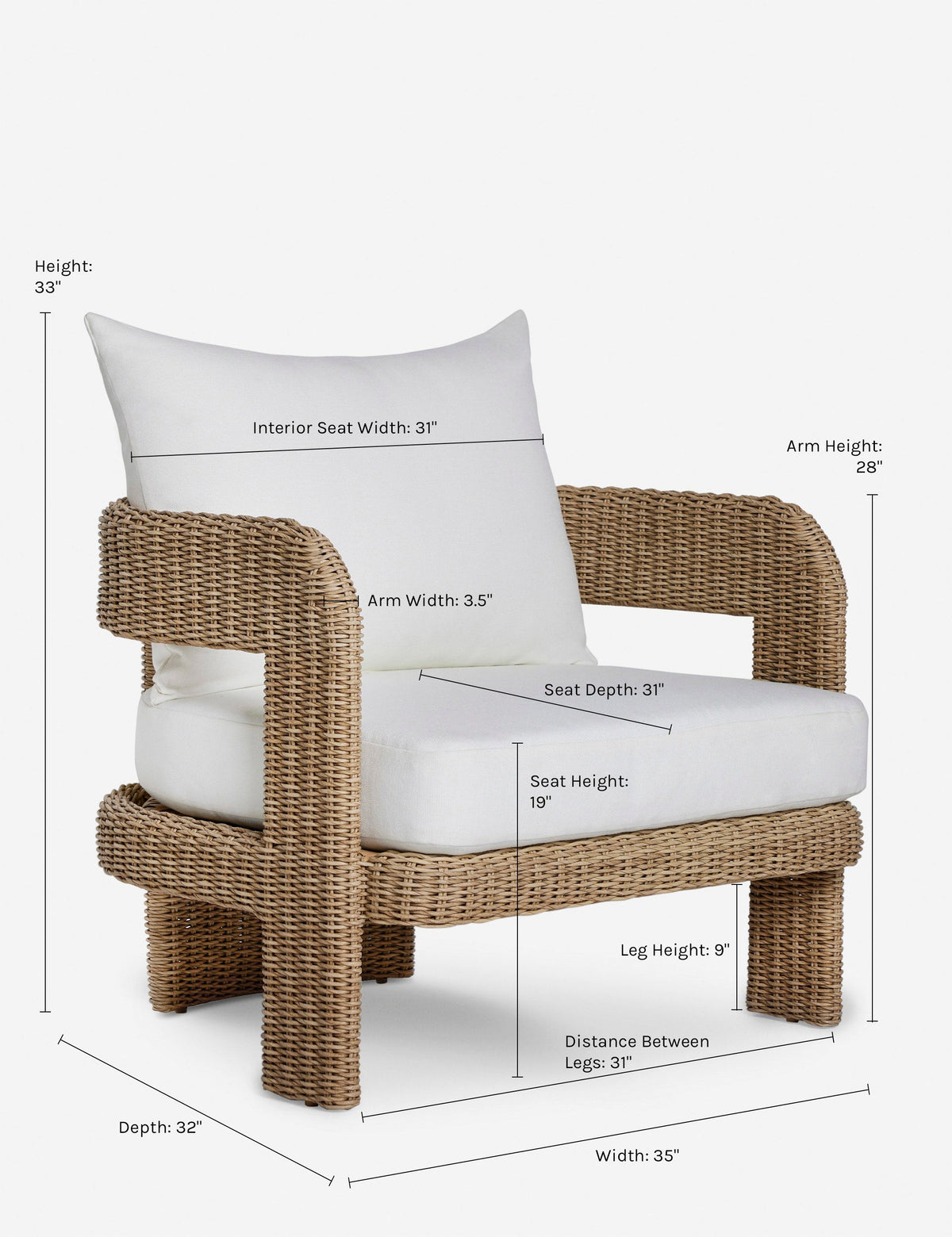 Hadler Outdoor Accent Chair, Ivory
