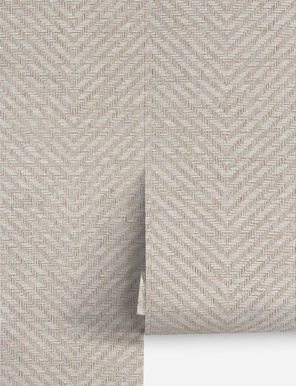 Faux Grasscloth Parquet Textured Peel + Stick Wallpaper by Jeremiah Brent