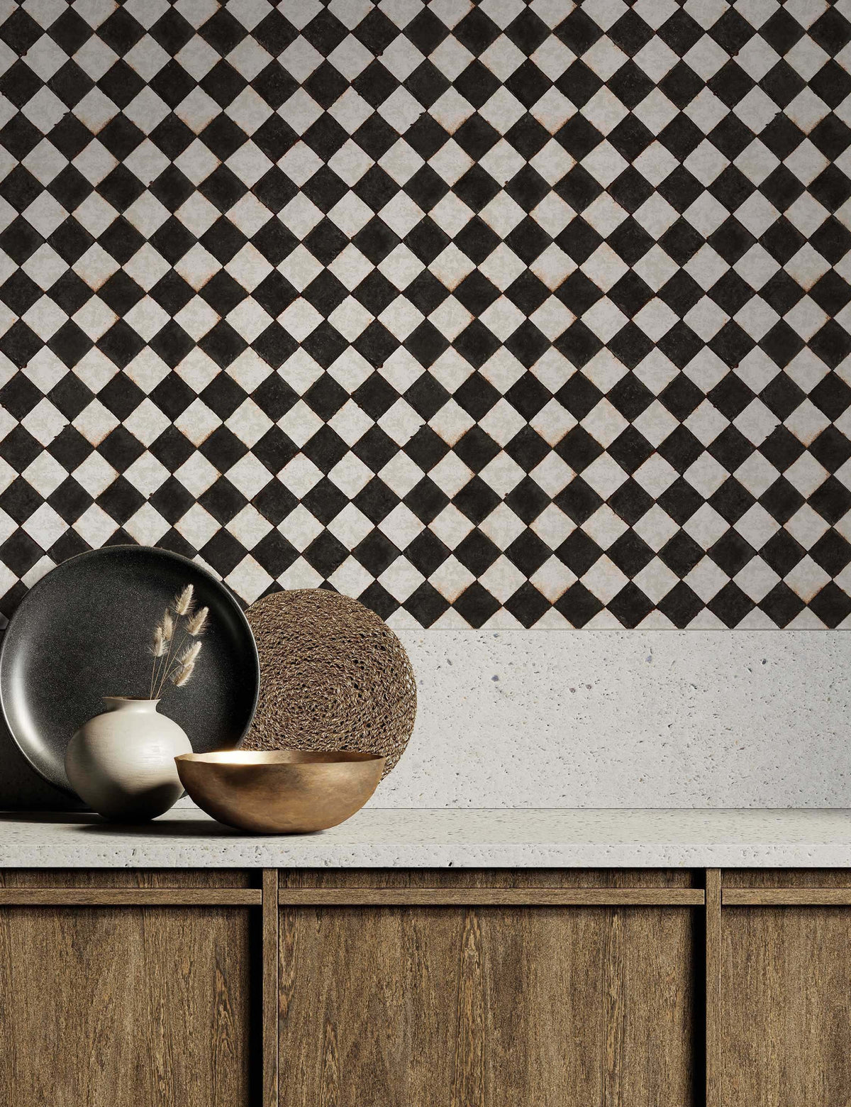 Vintage Check Textured Peel + Stick Wallpaper by Jeremiah Brent