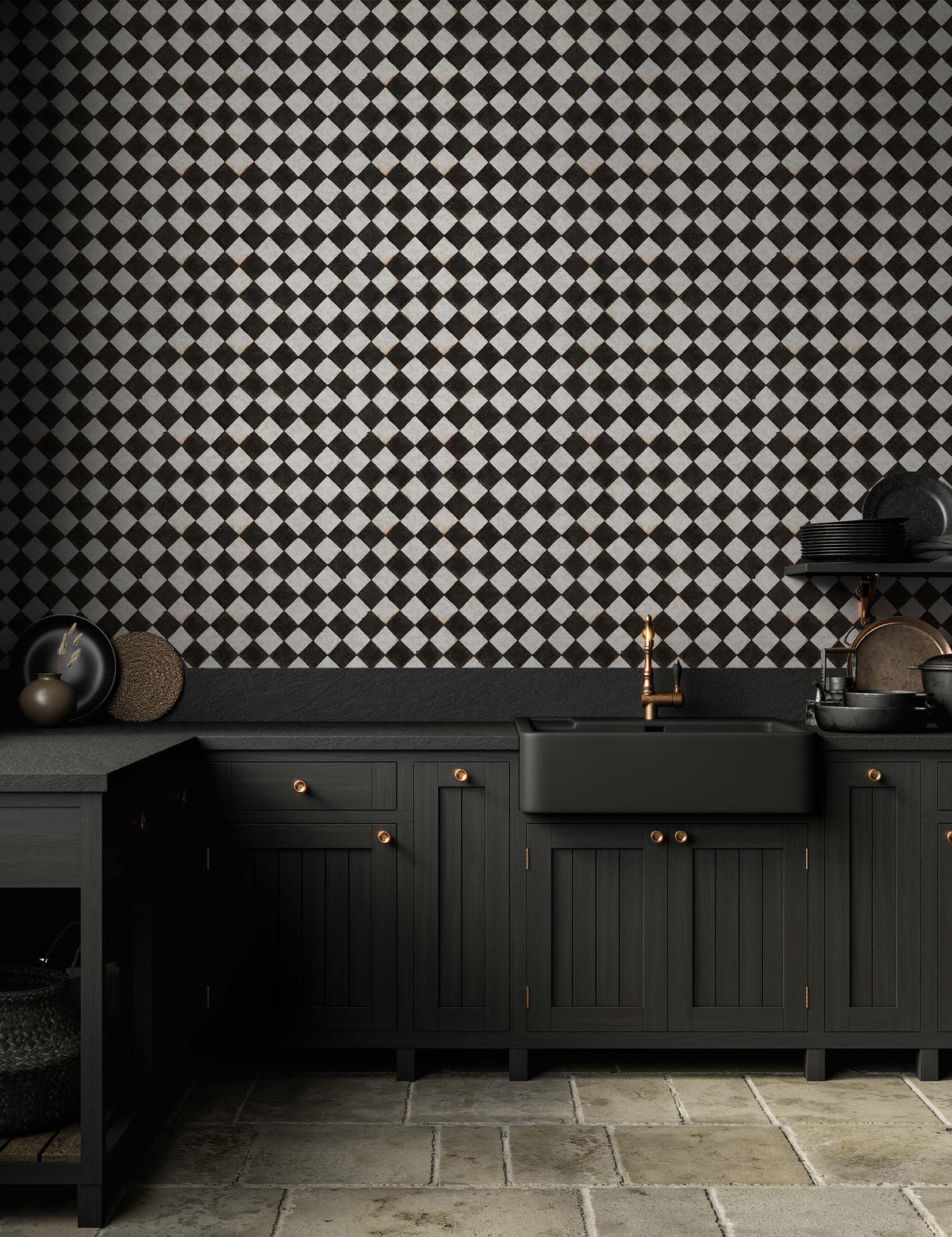 Vintage Check Textured Peel + Stick Wallpaper by Jeremiah Brent
