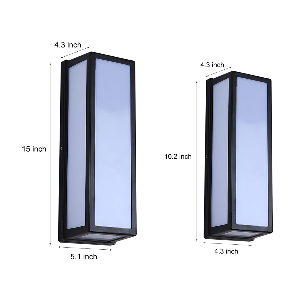 [Open-Box] Warm White Rectangle LED Waterproof Motion Sensor Black Modern Wall Sconce Lighting