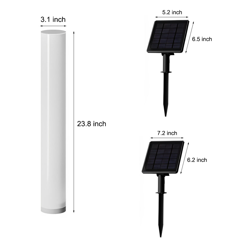 [Open-Box] Long Cylindrical Waterproof White Modern Solar Lawn Lights Lamp Post