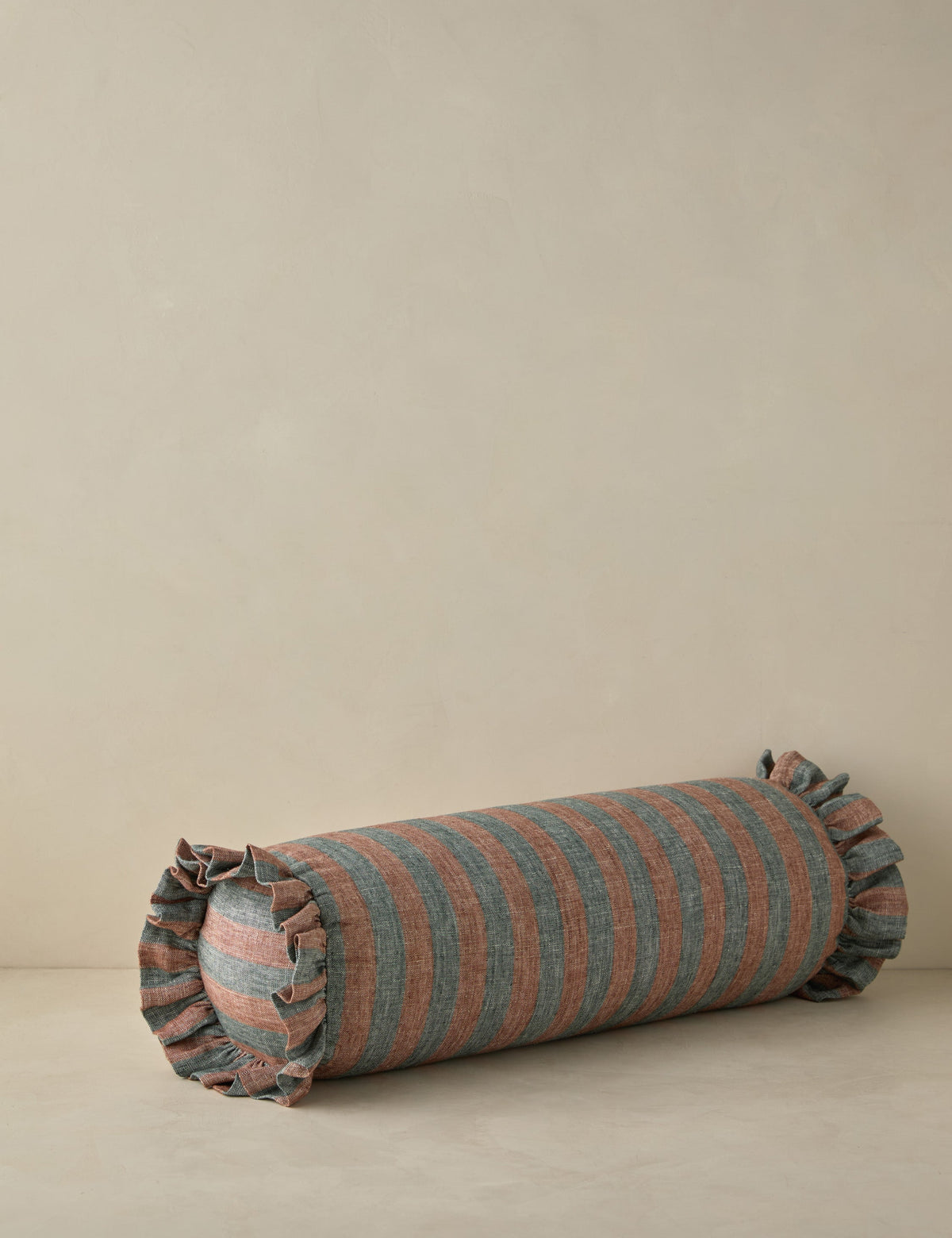 Amaroso Linen Ruffle Bolster Pillow