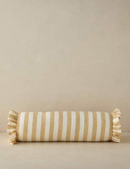Amaroso Linen Ruffle Bolster Pillow