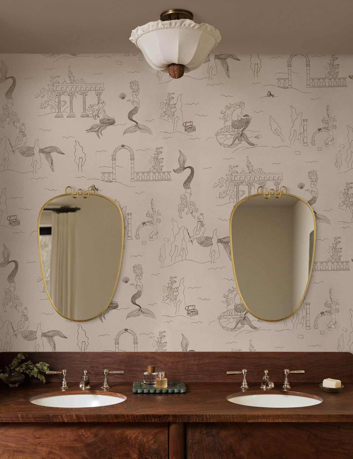 Mermaid Toile Wallpaper by Sarah Sherman Samuel