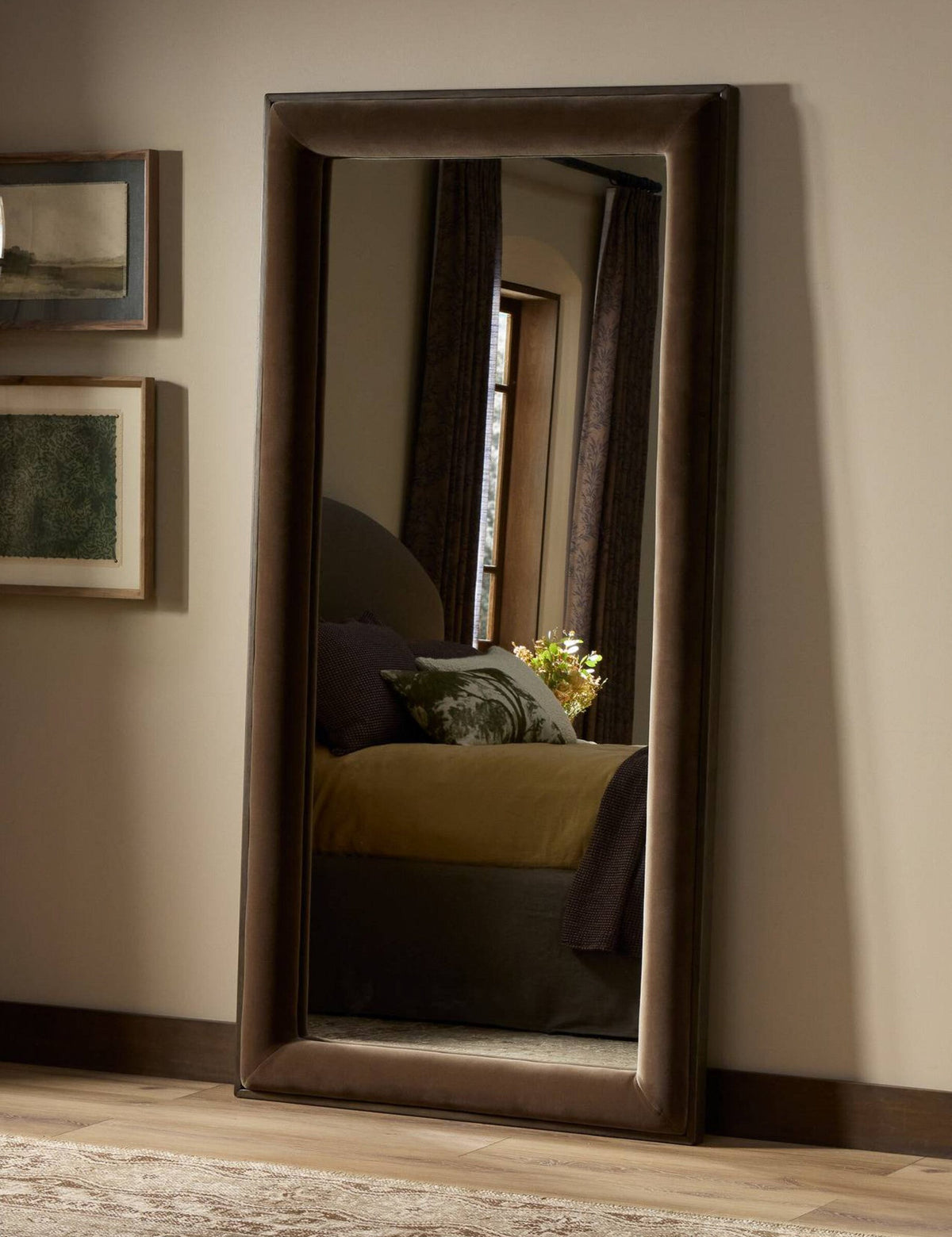 Leoni Upholstered Floor Mirror