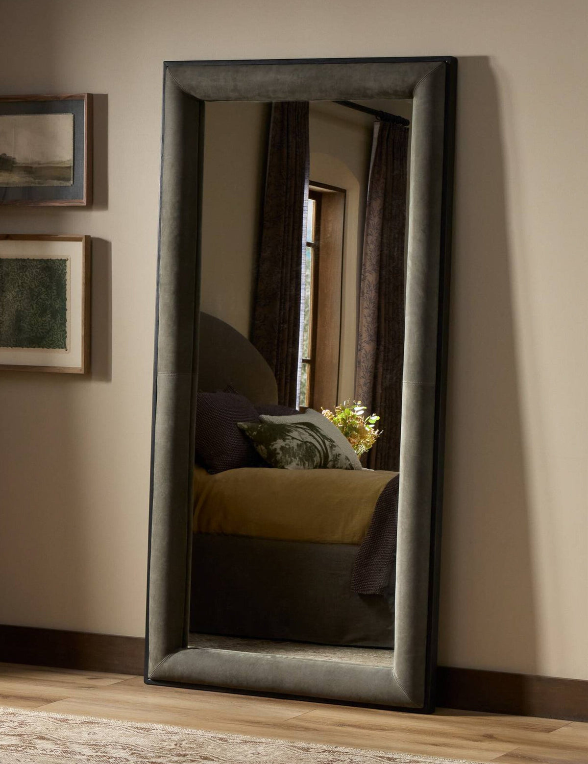 Leoni Upholstered Floor Mirror