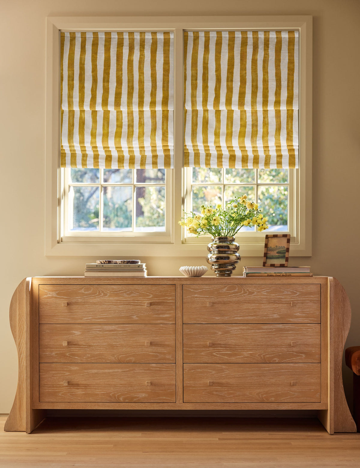 Painterly Stripe Roman Shade by Sarah Sherman Samuel