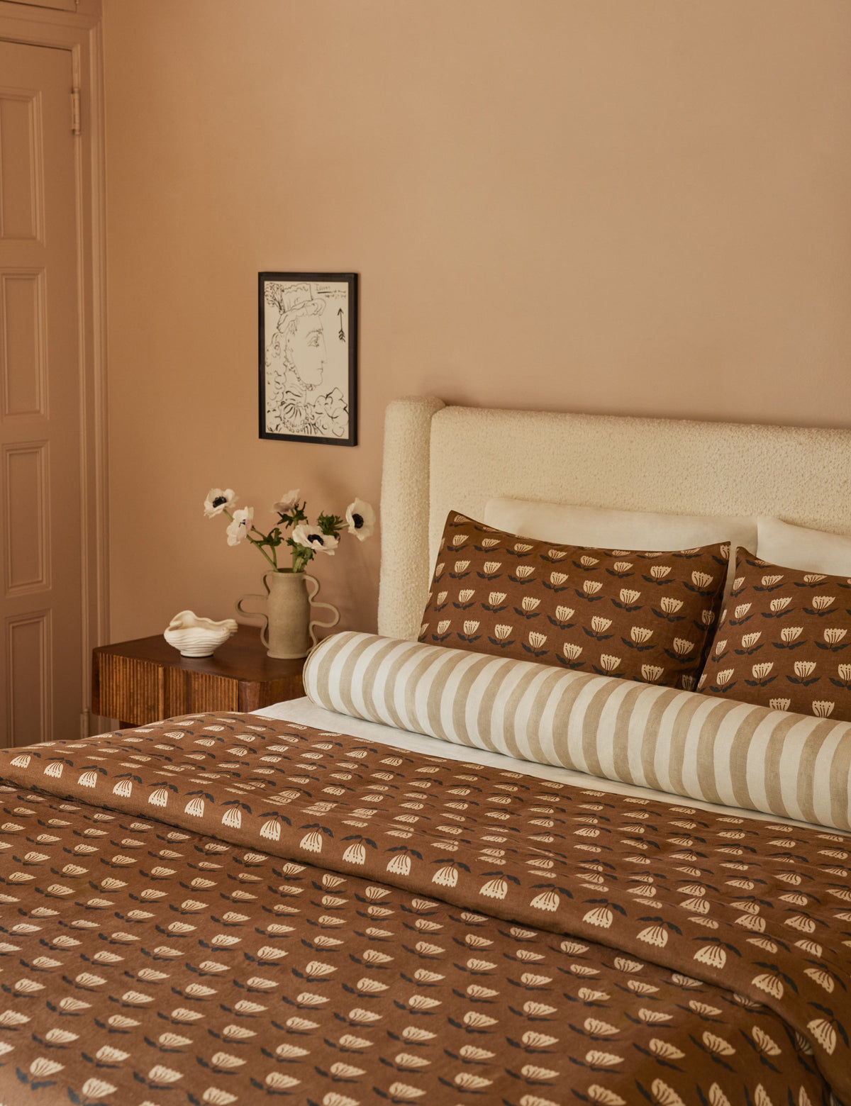 Painterly Stripe Linen Long Bolster Pillow by Sarah Sherman Samuel