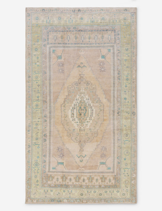 Vintage Turkish Hand-Knotted Wool Rug No. 416, 5'1" x 9'