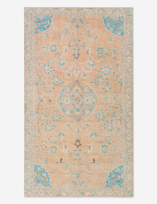 Vintage Turkish Hand-Knotted Wool Rug No. 464, 5' 6" x 9' 7"