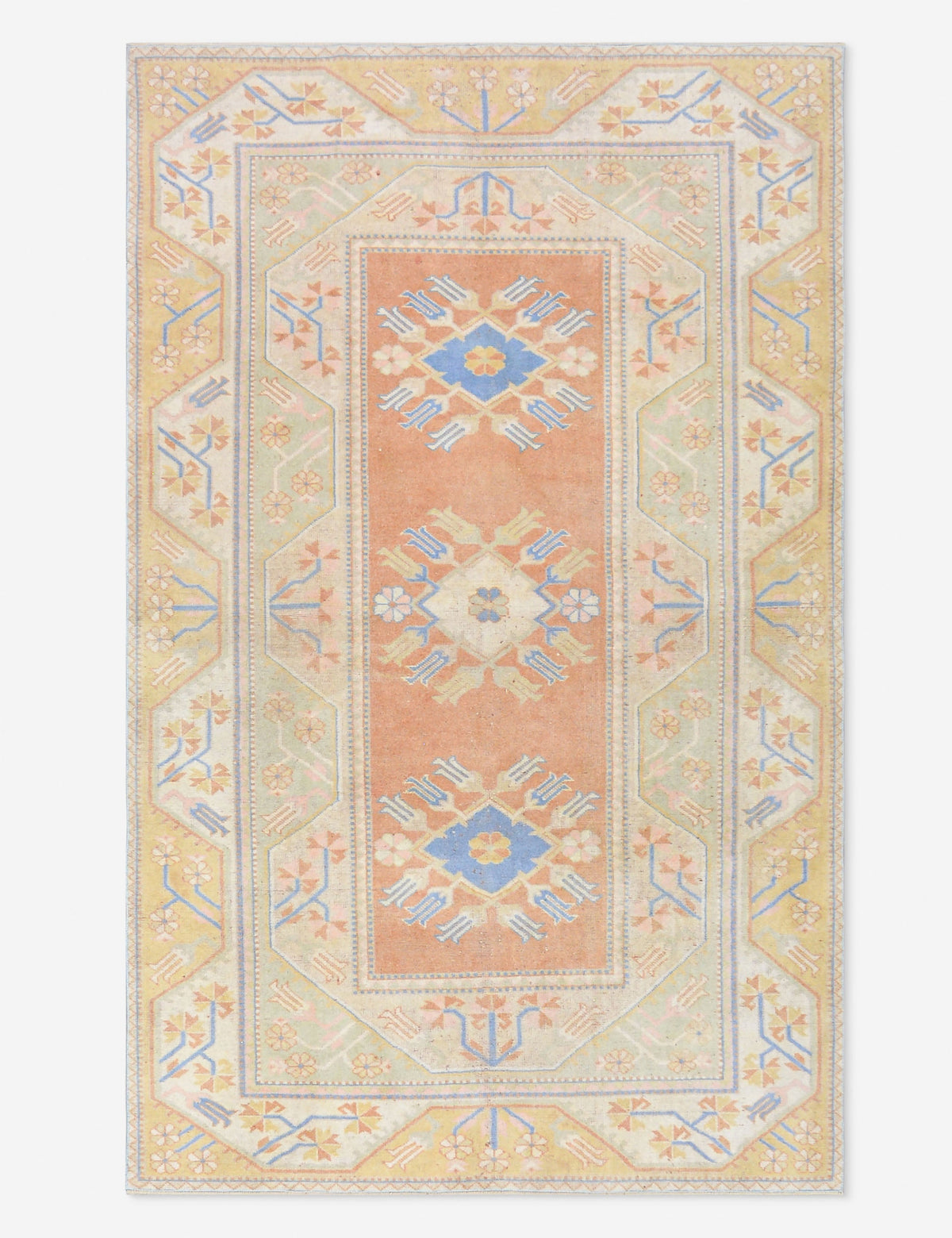 Vintage Turkish Hand-Knotted Wool Rug No. 466, 5' x 8' 2"