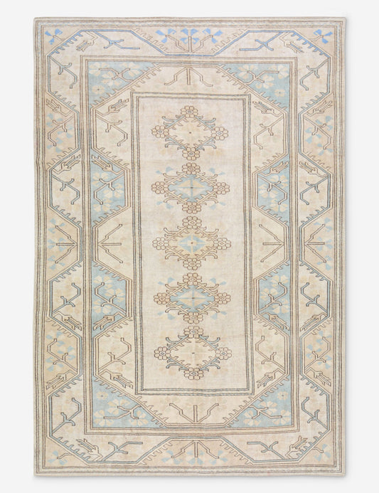 Vintage Turkish Hand-Knotted Wool Rug No. 469, 6' 5" x 9' 8"