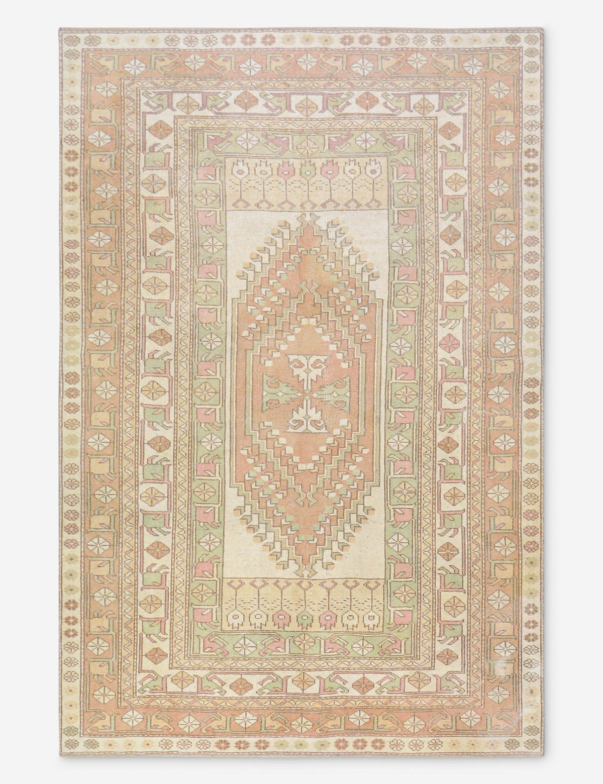 Vintage Turkish Hand-Knotted Wool Rug No. 474, 5' x 7' 4"