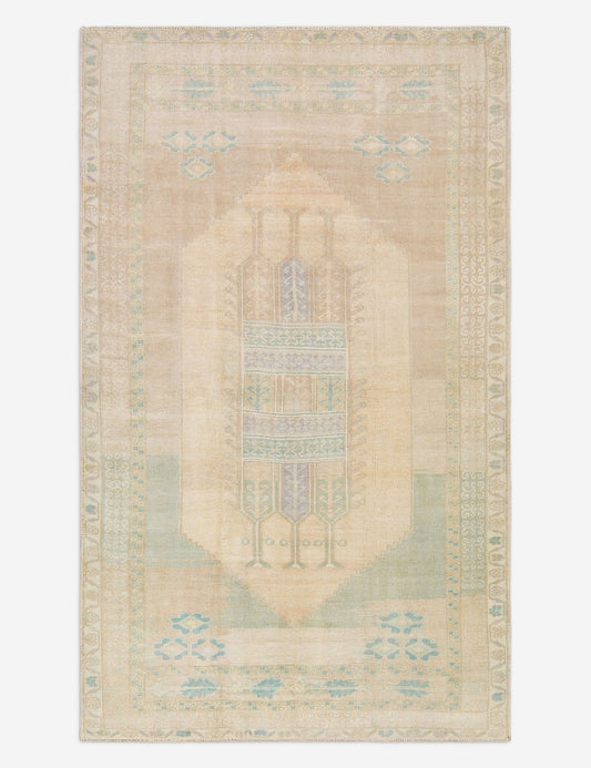 Vintage Turkish Hand-Knotted Wool Rug No. 478, 5' x 8' 7"