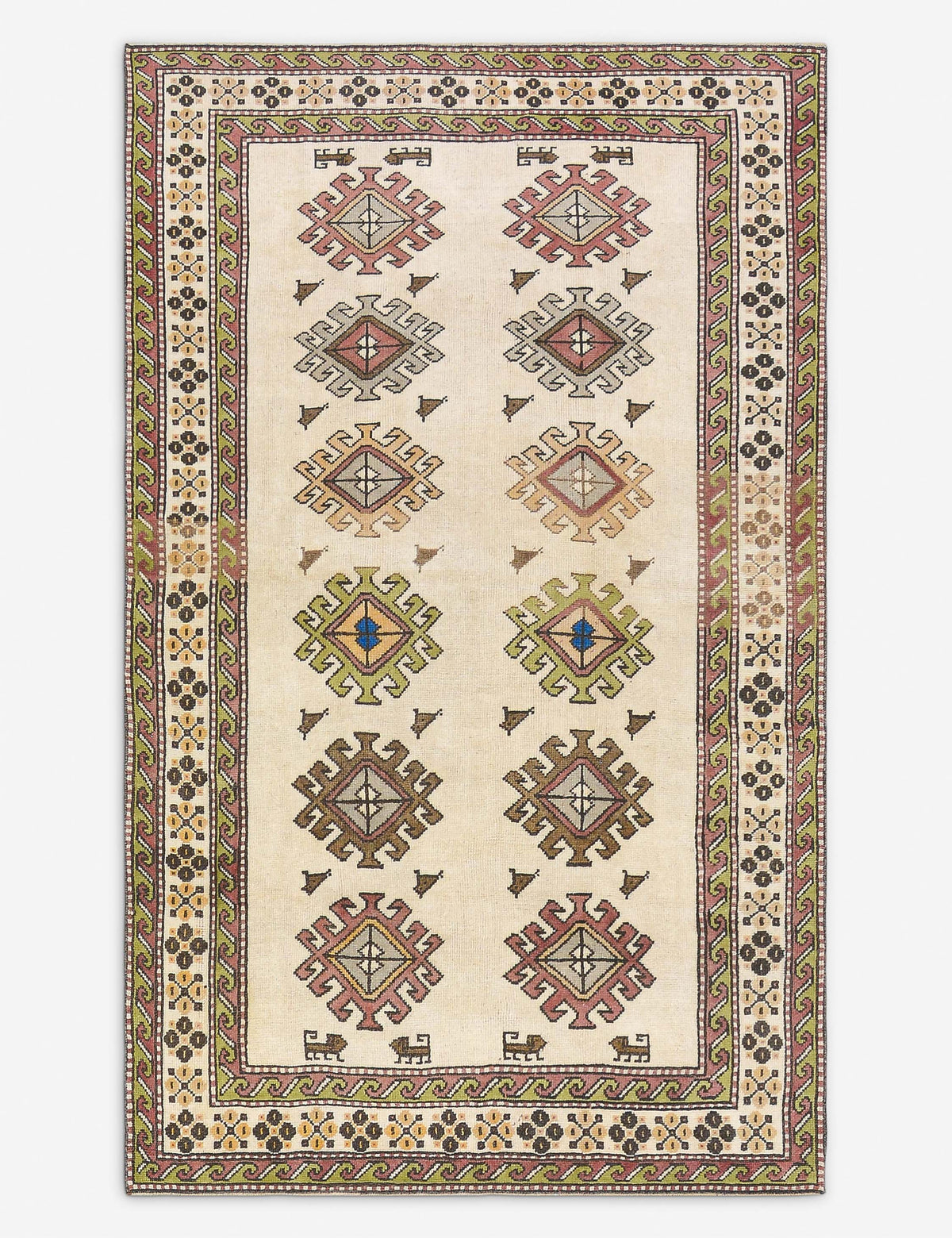 Vintage Turkish Hand-Knotted Wool Rug No. 485, 5' x 8' 3"