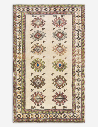 Vintage Turkish Hand-Knotted Wool Rug No. 485, 5' x 8' 3"