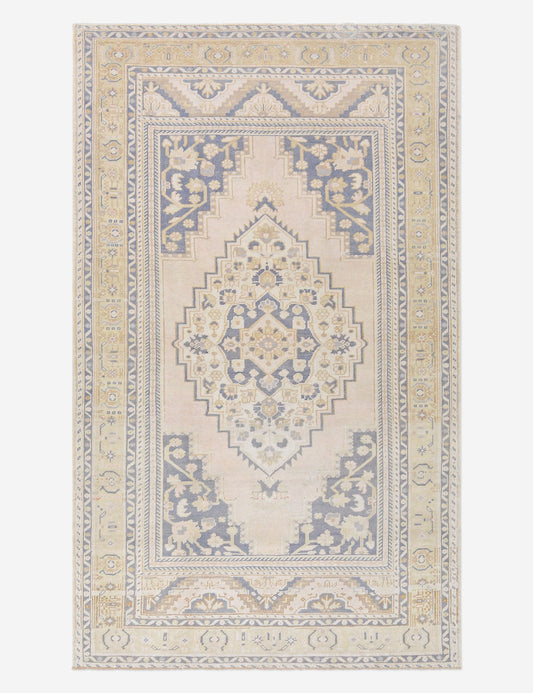 Vintage Turkish Hand-Knotted Wool Rug No. 488, 5' 1" x 8' 2"