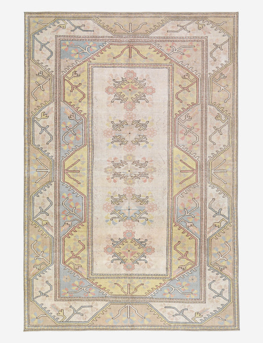 Vintage Turkish Hand-Knotted Wool Rug No. 489, 6' 4" x 9' 4"
